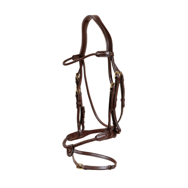 Bridon muserolle combinée tréssé rond Dy'on Marron