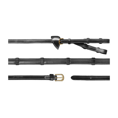 Rênes A Alliances Caoutchouc 1/2 Avec 7 Arretoirs D Collection by Dy'on Noir