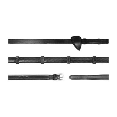 Rênes Caoutchouc 1/2 Avec 7 Arretoirs New English Collection by Dy'on Noir