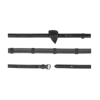 Rênes caoutchouc 1/2 avec 7 arrêtoirs et finition tressé Dy'on Noir Rênes caoutchouc 1/2 avec 7 arrêtoirs et finition tressé Dy'on Noir