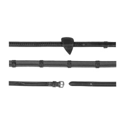 Rênes caoutchouc 1/2 avec 7 arrêtoirs et finition tressé Dy'on Noir