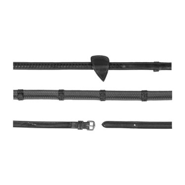 Rênes caoutchouc 1/2 avec 7 arrêtoirs et finition tressé Dy'on Noir