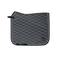 Tapis de selle Kingsland KLelin matelassé à losanges brodés Dressage Gris fer forgé