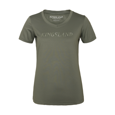 T-Shirt Kingsland femme col V Roulette verte