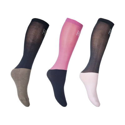 Chaussettes HKM Microcotton Colour par 3 Rose / marine / gris