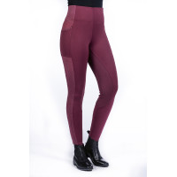 Legging HKM Mesh Style full seat silicone Rouge foncé