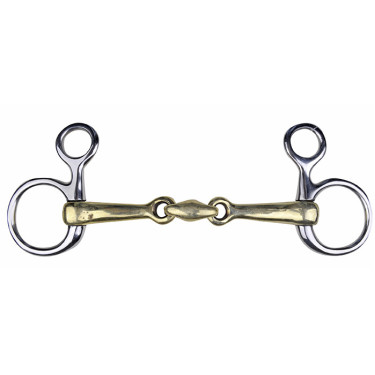 Mors baucher HKM en maillechort 16 mm anneaux inox Mors baucher HKM en maillechort 16 mm anneaux inox