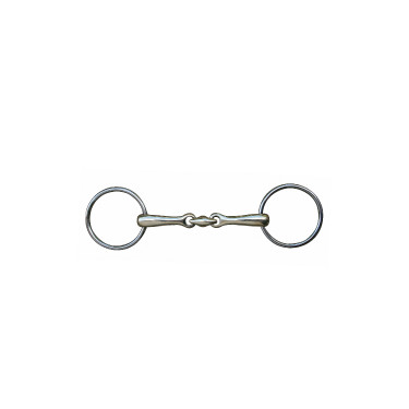 Mors double brisure HKM 16 mm maillechort anneaux inox Mors double brisure HKM 16 mm maillechort anneaux inox