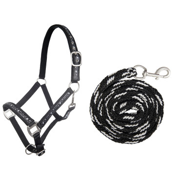 Set de licol et longe 180cm mousqueton HKM Stars Set de licol et longe 180cm mousqueton HKM Stars