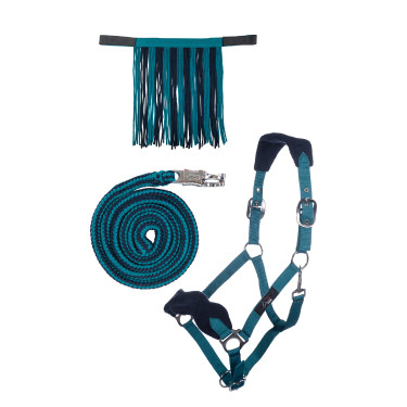 Set de licol HKM mousqueton anti-paniques franges détachables Set de licol HKM mousqueton anti-paniques franges détachables