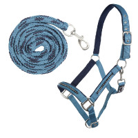 Set de licol mousqueton HKM Crystal rembourré Pétrole / navy