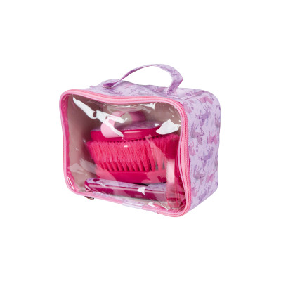 Set de pansage HKM Blossom set de 5 pièces Rose vif / lilas