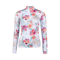 T-shirt technique HKM Flower manches longues Blanc / rose vif