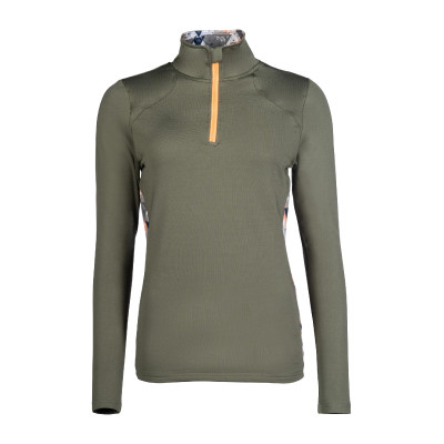 T-shirt technique HKM Lyon Active manches longues Vert olive