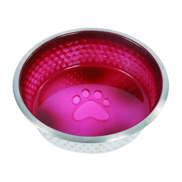 Gamelle pour chien WeatherBeeta en acier inoxydable antidérapant Magenta Rose