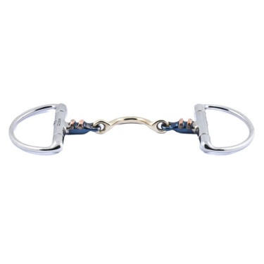 Mors à olives Jump'In double brisure Blue Steel avec insertion de cuivre et passage de langue Mors à olives Jump'In double brisure Blue Steel avec insertion de cuivre et passage de langue