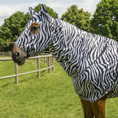 BONNET EQUI-THEME ANTI-ECZEMA Motif zèbre noir / blanc