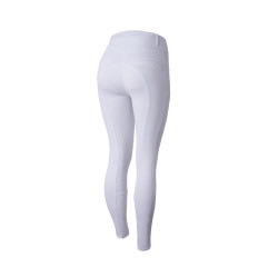 Pantalon d'équitation fond intégral grip toutes saisons Horze Mira Blanc / bleu turquoise Pantalon d'équitation fond intégral grip toutes saisons Horze Mira Blanc / bleu turquoise