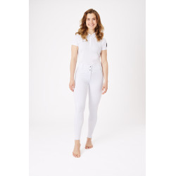 Pantalon d'équitation fond intégral grip toutes saisons Horze Mira Blanc / bleu turquoise Pantalon d'équitation fond intégral grip toutes saisons Horze Mira Blanc / bleu turquoise