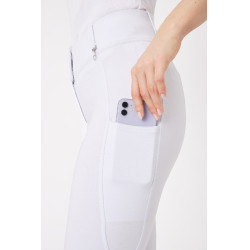 Pantalon d'équitation fond intégral grip toutes saisons Horze Mira Blanc / bleu turquoise Pantalon d'équitation fond intégral grip toutes saisons Horze Mira Blanc / bleu turquoise
