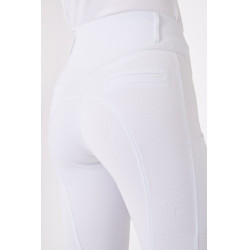 Pantalon d'équitation fond intégral grip toutes saisons Horze Mira Blanc / bleu turquoise Pantalon d'équitation fond intégral grip toutes saisons Horze Mira Blanc / bleu turquoise