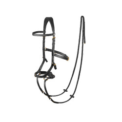 Bridon combiné Orlando Horze bitless en cuir Noir