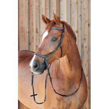 Bridon combiné Orlando Horze bitless en cuir Noir Bridon combiné Orlando Horze bitless en cuir Noir