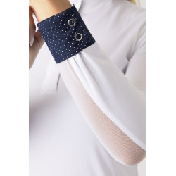 Polo manches longues Blaire Horze femme Blanc / bleu marine