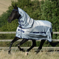 Couverture anti-mouches Bucas Buzz-Off Rain avec couvre-cou Argent / bleu