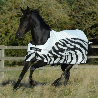 Couverture anti-mouches Bucas Buzz-Off Rain Zebra avec couvre-cou Couverture anti-mouches Bucas Buzz-Off Rain Zebra avec couvre-cou