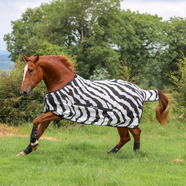 Couverture anti-mouches Bucas Buzz-Off Zebra avec couvre-cou Couverture anti-mouches Bucas Buzz-Off Zebra avec couvre-cou
