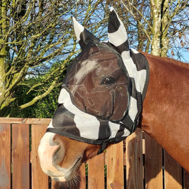 Masque anti-mouches Bucas Buzz-Off Deluxe Zebra avec oreilles Masque anti-mouches Bucas Buzz-Off Deluxe Zebra avec oreilles