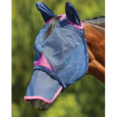 Masque anti-mouches Weatherbeeta ComFiTec Deluxe Durable Mesh oreilles et nez Marine / violet