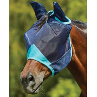 Masque anti-mouches Weatherbeeta ComFiTec Deluxe Fine Mesh avec oreilles Marine / turquoise