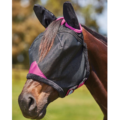 Masque anti-mouches Weatherbeeta ComFiTec Deluxe Durable Mesh avec oreilles Noir / violet