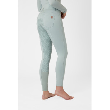 Pantalon d'équitation taille haute Tara silicone fond intégral femme Horze Aqua grey Bleu