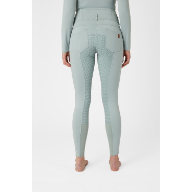 Pantalon d'équitation taille haute Tara silicone fond intégral femme Horze Aqua grey Bleu