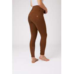 Pantalon d'équitation taille haute Tara silicone fond intégral femme Horze Marron foncé