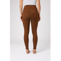 Pantalon d'équitation taille haute Tara silicone fond intégral femme Horze Marron foncé
