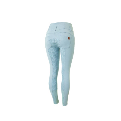 Pantalon d'équitation taille haute Tara silicone fond intégral femme Horze Corydalis bleu clair