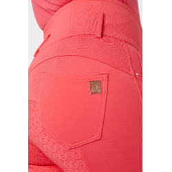 Pantalon d'équitation taille haute Tara silicone fond intégral femme Horze Rouge red