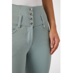 Pantalon d'équitation taille haute Tara silicone fond intégral femme Horze Bleu argent