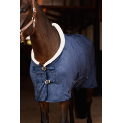 Couverture polaire Lincoln avec tour d'encolure en fourrure Horze Marine Bleu marine