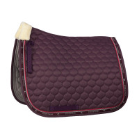 Tapis de selle de dressage Horze Claremont avec fausse fourrure Horze Prune