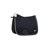 Tapis de selle de dressage Horze Geneva avec fausse fourrure Marine foncé