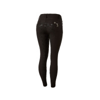 Pantalon d'équitation fond intégral Horze Kaitlin pour femme avec déco florale Marron foncé Pantalon d'équitation fond intégral Horze Kaitlin pour femme avec déco florale Marron foncé