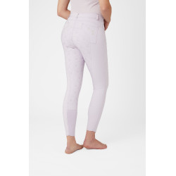 Pantalon d'équitation fond intégral Horze Kaitlin pour femme avec déco florale Chute d'orchidée Blanc