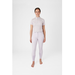 Pantalon d'équitation fond intégral Horze Kaitlin pour femme avec déco florale Chute d'orchidée Blanc