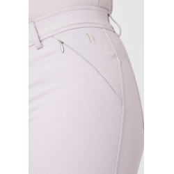 Pantalon d'équitation fond intégral Horze Kaitlin pour femme avec déco florale Chute d'orchidée Blanc