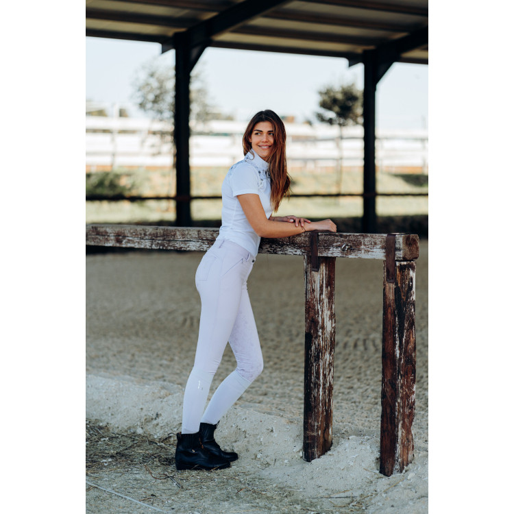 Pantalon d'équitation fond intégral Horze Kaitlin pour femme avec déco florale Pantalon d'équitation fond intégral Horze Kaitlin pour femme avec déco florale